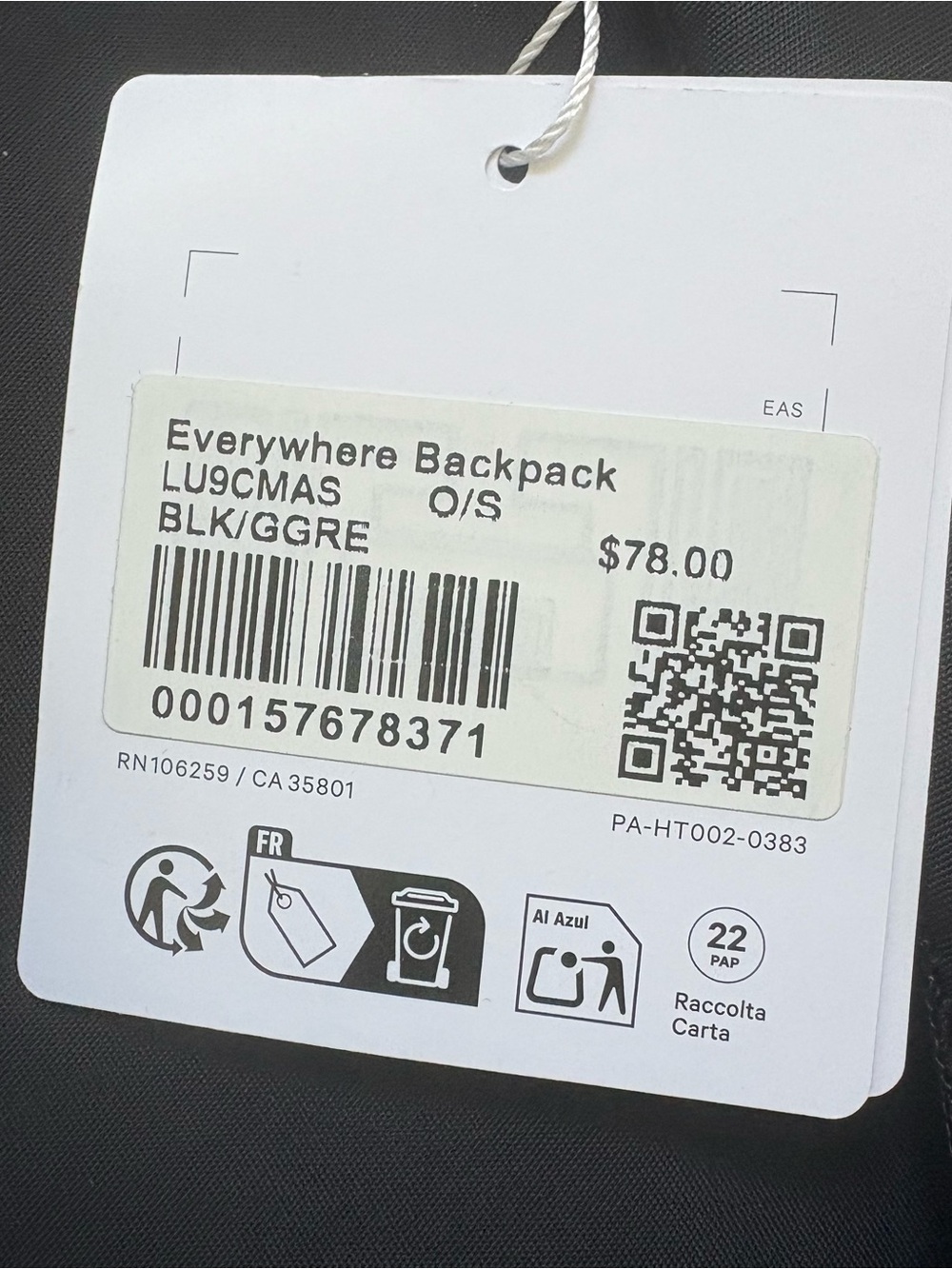 NWT Lulemon Everywhere backpack and belt bag black - Picture 9 of 15